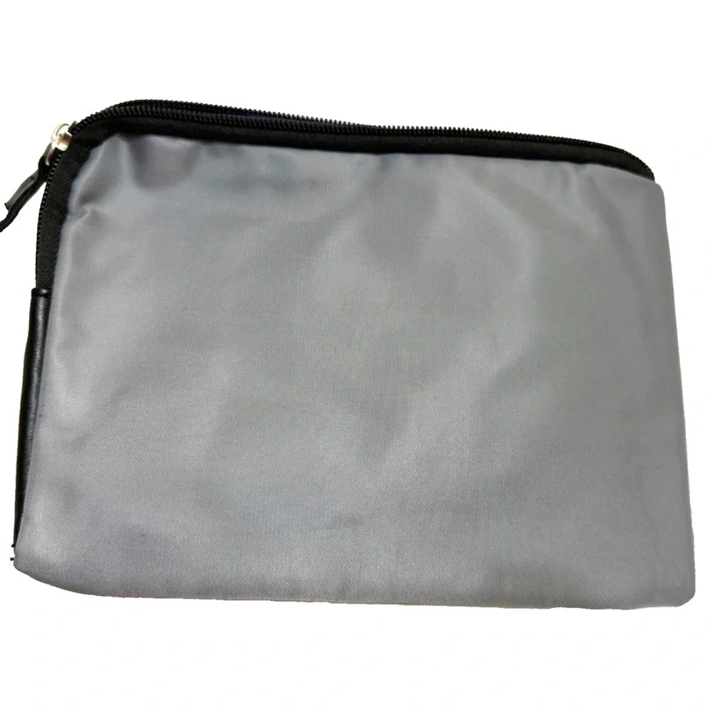 TUMI for Delta Small Gray Zip Pouch Travel Case Toiletry Storage Bag